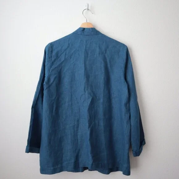 J.Jill Pure Jill Indigo Chambray Linen Open Jacket | XS - Picture 5 of 6